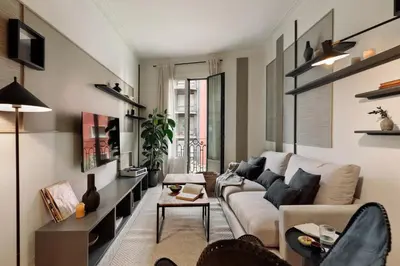 a white bathroom with a toilet and a sink at Warhol - 2 bedrooms and balcony in Sant Gervasy in Barcelona