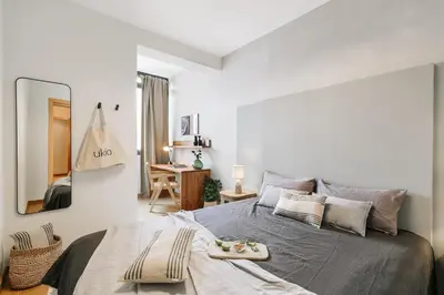 a home office with a desk and a window at Furore - 1 bedroom in Eixample Esquerra in Barcelona