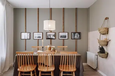 a room with a desk with two chairs and a mirror at Seron - 3 bedrooms and office in Eixample Esquerra in Barcelona