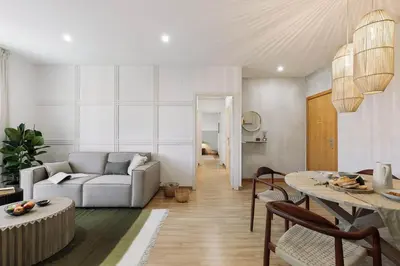 a bathroom with a sink and a tub and a toilet at Sabia - 2 bedrooms in Poblenou in Barcelona