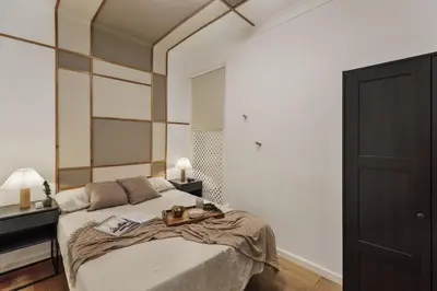 a hallway with a glass door with a wall at Meko - 2 bedrooms and balcony in Eixample Esquerra in Barcelona