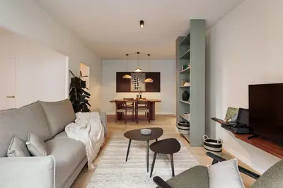 a white bathroom with a shower and a sink at Garraf - 2 bedrooms and balcony in Sant Gervasi in Barcelona