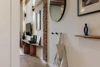a bathroom with a sink and a mirror at Minchin - 1 bedroom, balcony and pool in Poblenou in Barcelona