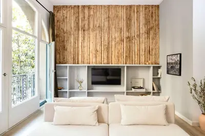 a bathroom with a sink and a shower at Ebro - 3 bedrooms in Gràcia in Barcelona