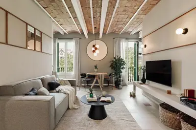 a bedroom with a bed with a tray on it at Uyuni - 2 bedrooms and balcony in Eixample Dreta in Barcelona