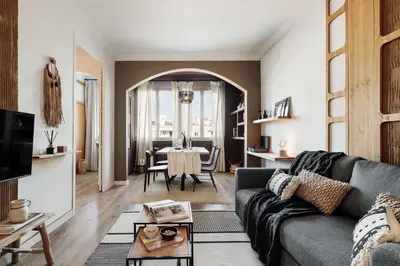 a bathroom with a sink and a shower at Kalo - 1 bedroom and office in Eixample Esquerra in Barcelona