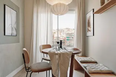 a bathroom with a white sink and a mirror at Chulamar - 2 bedrooms and balcony in Sant Gervasi in Barcelona