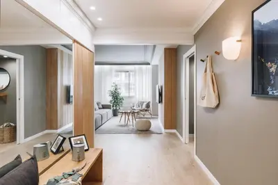 an office with a wooden desk and a chair at Aran - 3 bedrooms in Eixample Esquerra in Barcelona