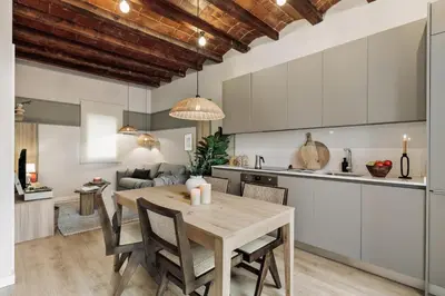 a bedroom with a large bed in a room at Caliu - 1 bedrooms and terrace in Sagrada Família in Barcelona