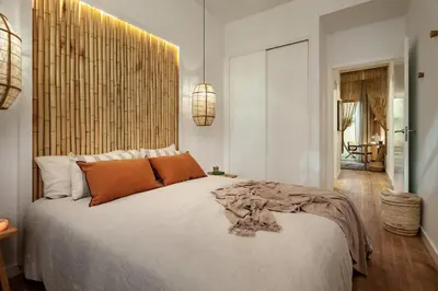 a living room with a couch and a table at Sahoro - 2 bedrooms and terrace in Gràcia in Barcelona