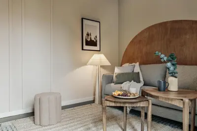 a kitchen with a table and chairs in a room at Caris - 2 bedrooms and balcony in Les Corts in Barcelona