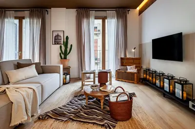 a bathroom with a white sink and a mirror at Tenere - 1 bedroom and pool in Gràcia in Barcelona