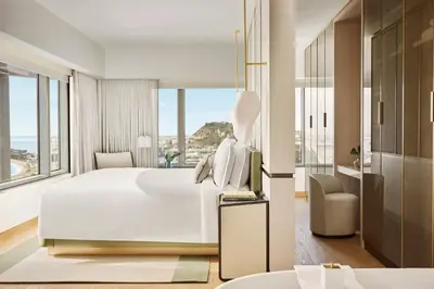 a hotel room with a bed and a view at Hotel Arts Barcelona in Barcelona