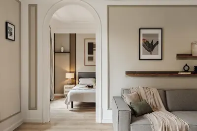 a bedroom with a large mirror and a bed at Quira - 4 bedrooms and balcony in Eixample Dreta in Barcelona
