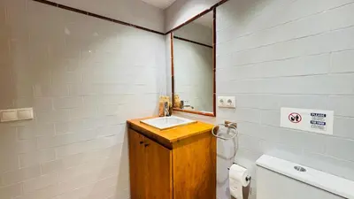 a bathroom with a sink and a mirror at Apartament rural in San Martín Sarroca