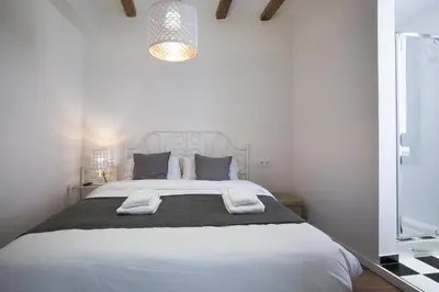 a bedroom with a large white bed with two pillows at Tendency Apartments - Sagrada Familia in Barcelona