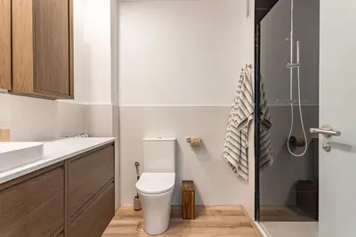 a bathroom with a toilet and a shower at Comfortable and spacious flat in Barcelona in Barcelona