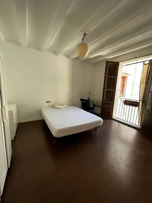 a bedroom with a white bed in a room at Private Room Barcelona center in Barcelona