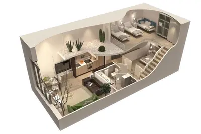 a rendering of a floor plan of a house at Enjoybcn Plaza Catalunya Apt. in Barcelona