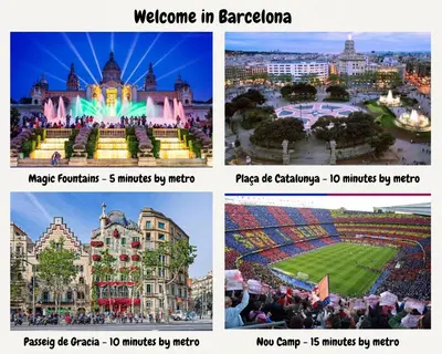 a collage of pictures of a city at Modern and Elegant Barcelona Apartment in Barcelona