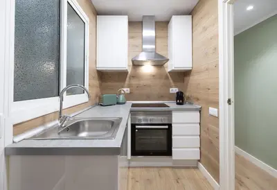 a kitchen with a sink and a stove at Stay U-nique Apartment Passeig d´Amunt in Barcelona