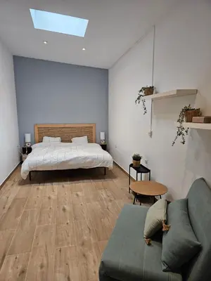 a bedroom with a bed and a couch and a bed at La Casa Delviga in Can Trabal