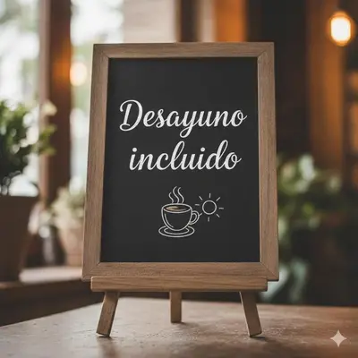 a chalkboard sign with a coffee cup on it at Suite with Pool Barcelona in Vilassar de Dalt
