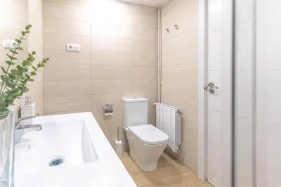 a bathroom with a toilet and a sink and a tub at Gran apartamento Sagrada Familia in Barcelona