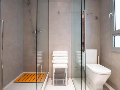 a bathroom with a shower and a toilet and a sink at Rent Top Apartments Rambla Catalunya in Barcelona