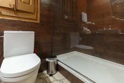 a bathroom with a toilet and a bath tub at Barcelona 54 Apartment Rentals in Barcelona