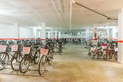 a large room with a lot of bikes parked at Apartamentos Sunway Tara in Sitges