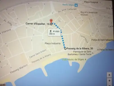 a close up of a map of paris at Sitges Center & Beach Espalter in Sitges