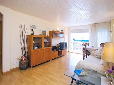 a living room with a couch and a table at Apartment Mariola by Interhome in Sant Andreu de Llavaneres