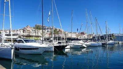 a group of sailboats docked in a marina at Marina Port & Beach-Apartment in Masnou