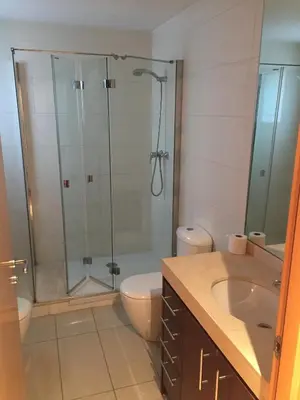 a bathroom with a shower and a toilet and a sink at Apartamento FIRA Barcelona in Hospitalet de Llobregat