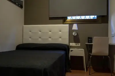 a bedroom with a large bed and a window at Hostal Sant Pau in Barcelona