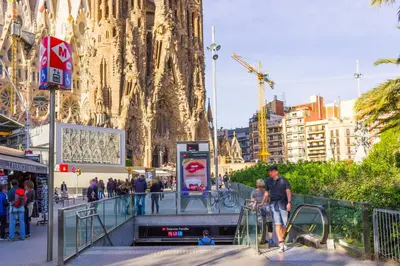 a group of people standing in front of a cathedral at Apart-Suites Hostemplo in Barcelona