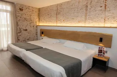 a bedroom with a large white bed in a room at Hostal Paris in Barcelona