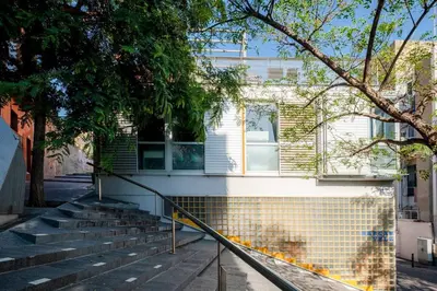 a building with stairs in front of it at Terrassa de Mar Apartment in Masnou