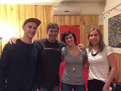 a group of three people posing for a picture at Buba House - Women Only Hostel in Barcelona