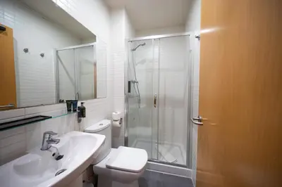 a bathroom with a shower and a toilet and a sink at Bonavista Apartments - Eixample in Barcelona