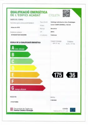 a diagram of the energy efficiency rating for a particular energyefficiency line at Sweett - Eixample Borrell in Barcelona