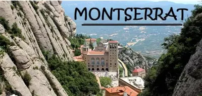 a sign that reads montserrat is hanging over a mountain at Raco de Lis in La Torre de Claramunt