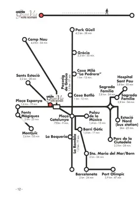 a map of the subway system at Hotel Center Gran Via in Barcelona