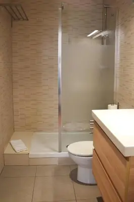 a bathroom with a shower and a toilet and a sink at Claris Apartments in Barcelona