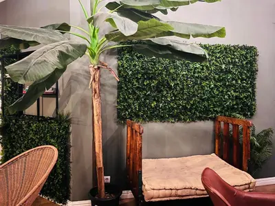 a room with a bed and a plant at Black Swan Hostel Barcelona in Barcelona