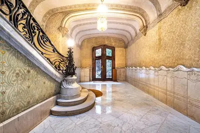 a hallway with a staircase in a building at Luxury Penthouses 1 in Barcelona