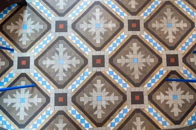 a close up of a repeating pattern on a floor at b21-Apartamento Modernista para Grupos in Barcelona