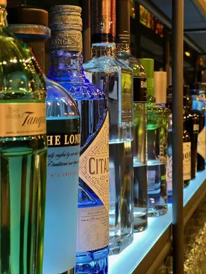 a group of bottles of wine on a shelf at Mercer Casa Torner i Güell in Vilafranca del Penedès