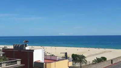 a view of the beach from a building at BlauMasnou One step to the beach! in Masnou